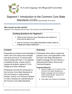 Common Core State Standards for ELA and Literacy in