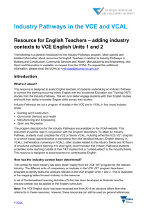 Industry Pathways in the VCE and VCAL: Resources for English