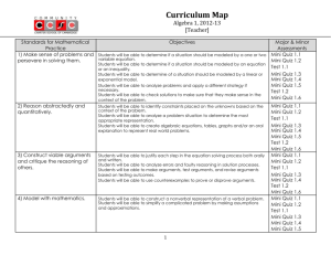 Algebra 1 CCSS Curriculum Map