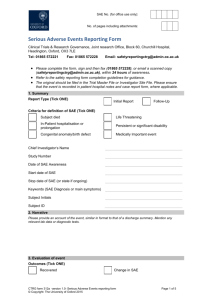Serious Adverse Events Reporting Form for