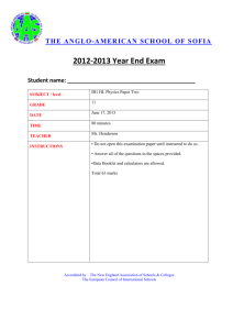 Year End Exam P2 IB1 HL Physics 2013