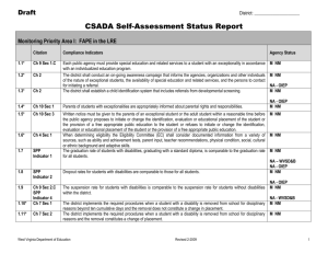 CSADA Self-Assessment Status Report