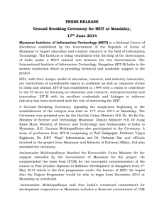 PRESS RELEASE Ground Breaking Ceremony for MIIT at Mandalay