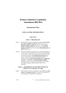 Primary Industries Legislation Amendment Bill 2014