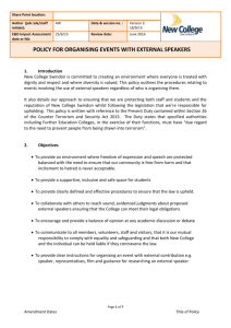 Policy for organising events with external speakers