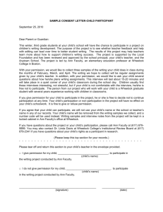 sample consent letter-child participant