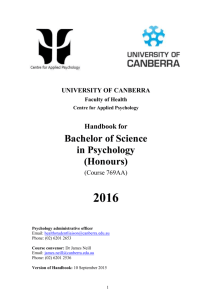 Honours Handbook 2016 - University of Canberra