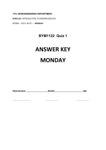 BYM1122 Quiz 1 ANSWER KEY MONDAY
