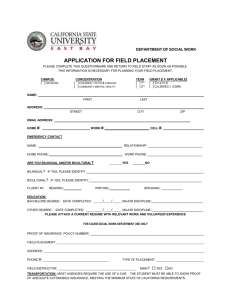 application for field placement - California State University, East Bay