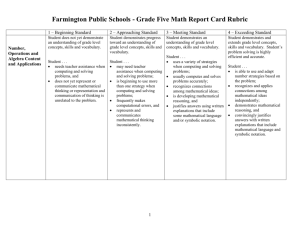 Fourth Grade Rubrics * ISD 192 - Farmington Area Public Schools