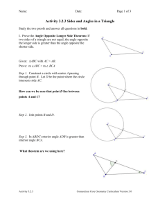 Activity 3.2.3 Sides and Angles in a Triangle