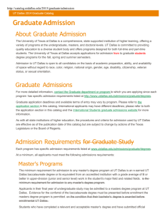 About Graduate Admission - The University of Texas at Dallas