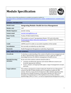 Health Services Management Module Specification