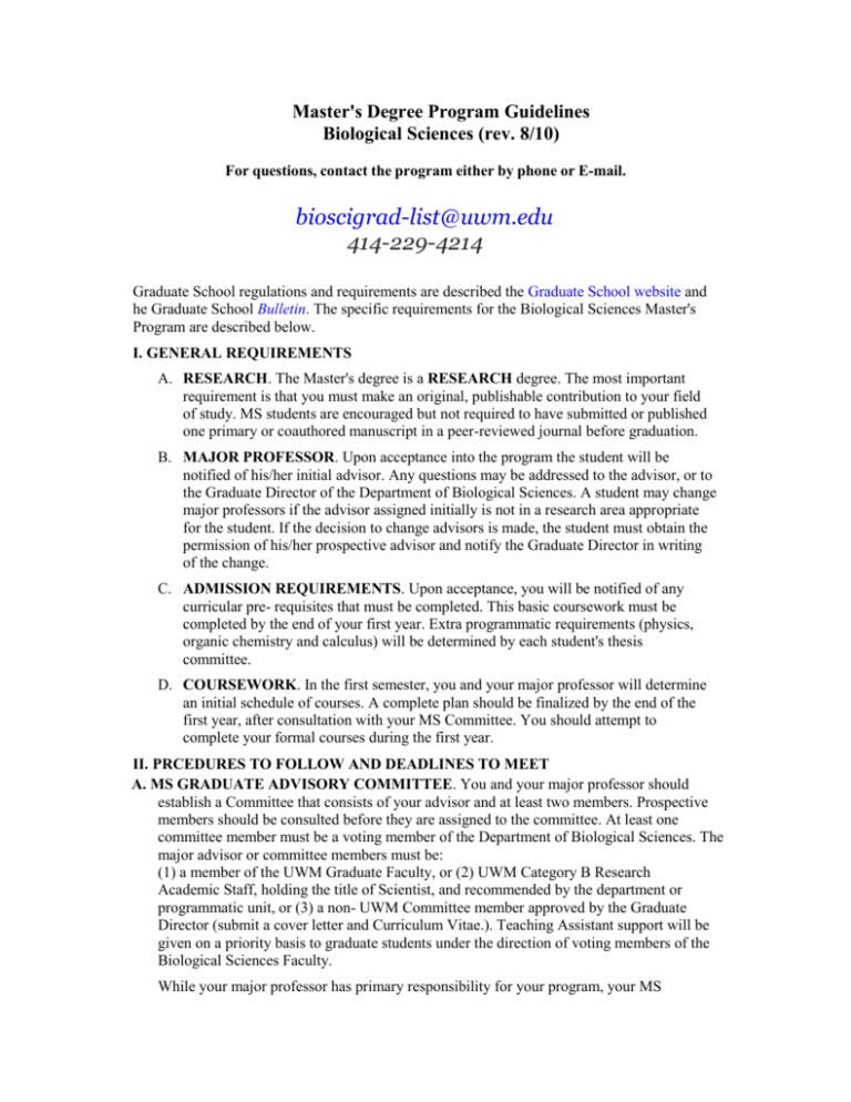 Graduate Student Guidelines