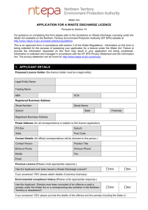 application for a waste discharge licence