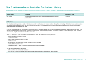Year 3 unit overview * Australian Curriculum: History