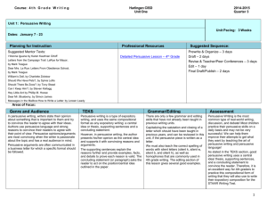 Unit 1: Persuasive Writing - Harlingen Consolidated Independent