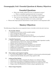 Unit One Essential Questions and Mastery Objectives Ocean