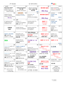 6th Grade Quarter 1 Plan