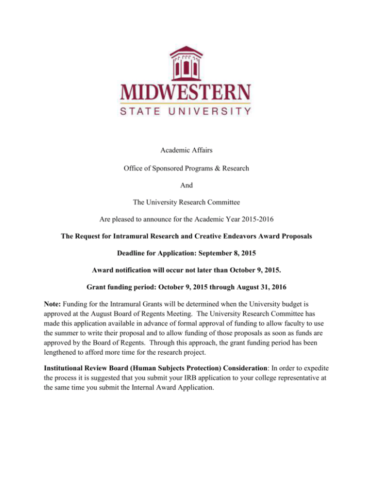 Intramural Award Application Midwestern State University