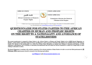 questionnaire for states parties to the african charter on human and