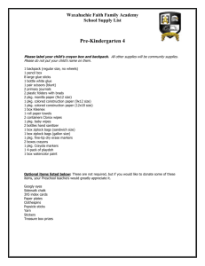 PK-5 Grade Supply List