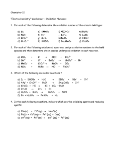 ASSIGNING OXIDATION NUMBERS WORKSHEET