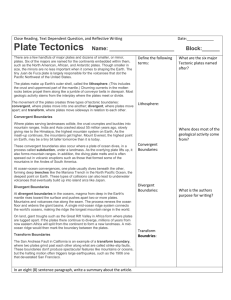 Plate Tectonics Name: Block
