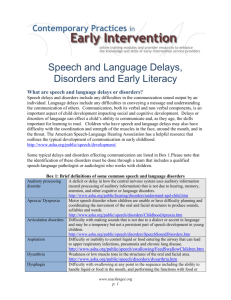 Speech and Language Delays and Disorders