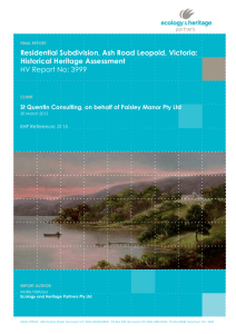 Historical Heritage Assessment Report, Ecology and Heritage