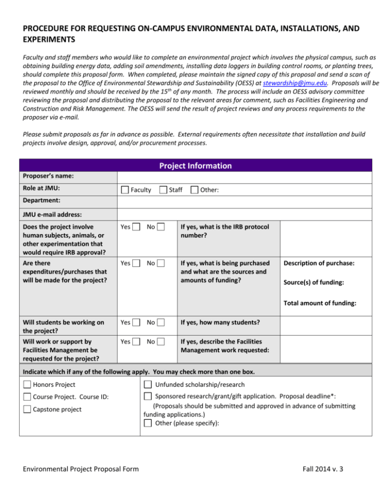 Environmental Project Proposal Form