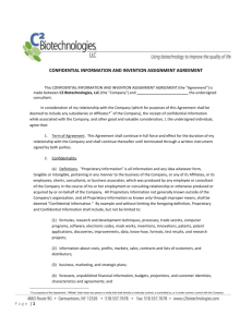 Sample Intern Confidentiality and Invention Assignment Agreement