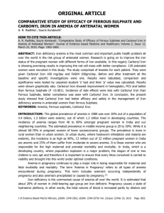 comparative study of efficacy of ferrous sulphate and carbonyl iron in