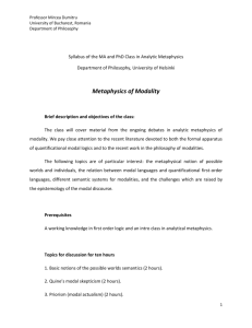 Metaphysics of Modality - UB