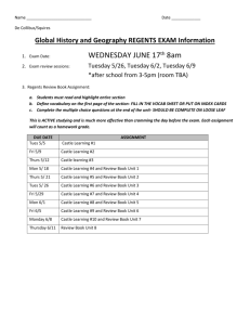 Global History and Geography REGENTS EXAM Information