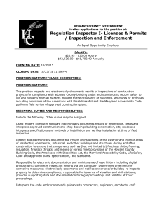 Regulation Inspector I- Licenses & Permits / Inspection and
