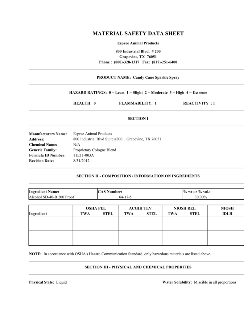 material-safety-data-sheet