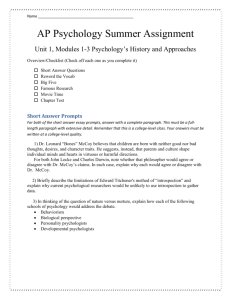 AP Psychology Summer Assignment