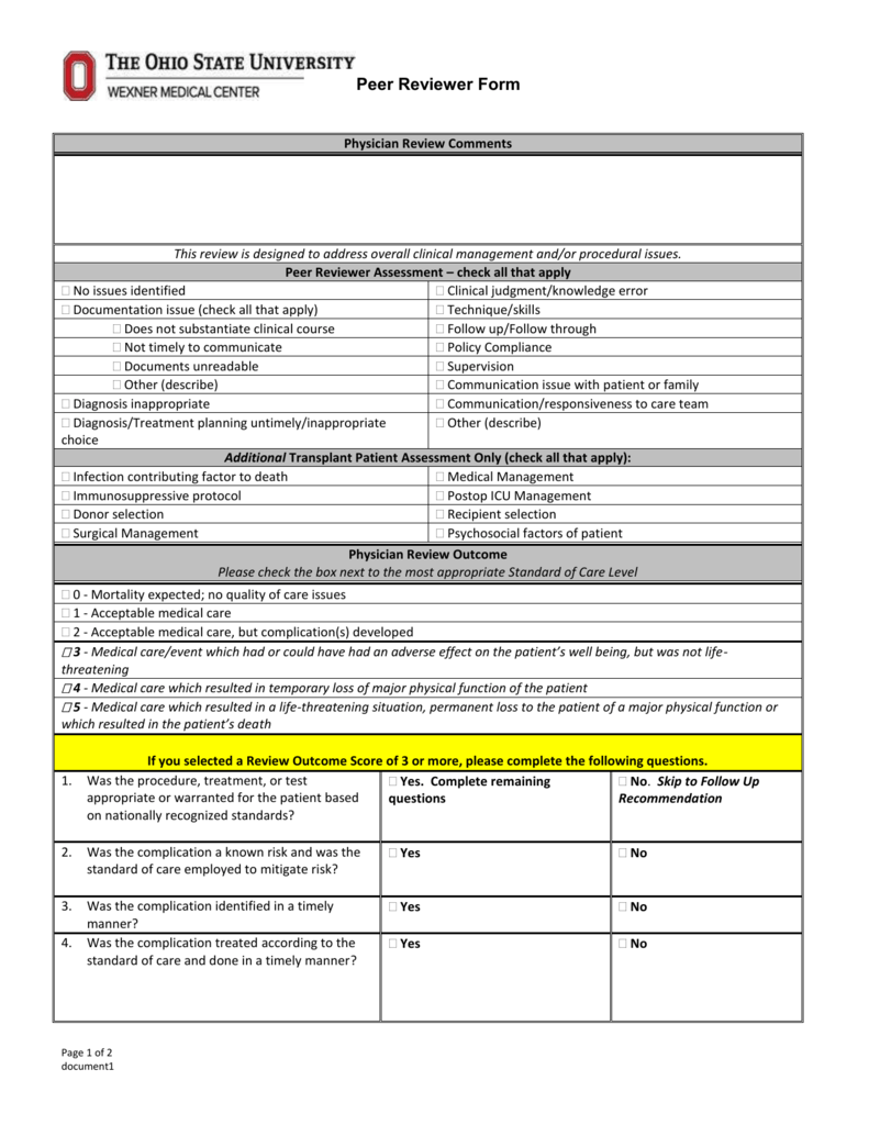 Physician Peer Review Templates TUTORE ORG Master Of Documents