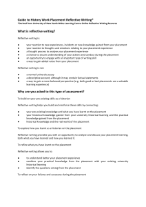 Guide to History Work Placement Reflective Writing