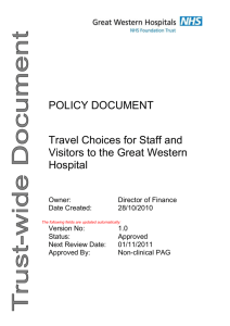 Travel Choices for Staff and Visitors to the Great Western Hospital