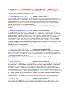 Appendix B: Departmental Application of Criteria (DAC)