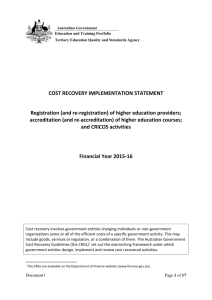 TEQSA Cost Recovery Implementation Statement 2015