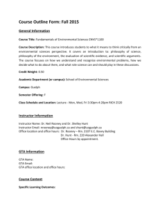 Course Title: Fundamentals of Environmental Sciences ENVS*1100