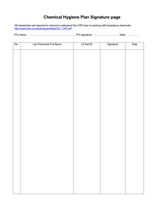 Chemical Hygiene Plan Signature Page and Overview