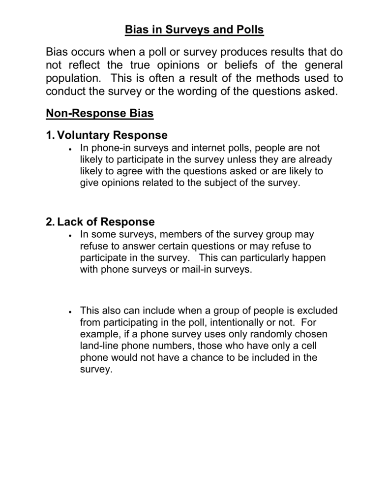 Bias In Surveys And Polls