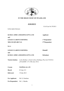 pg Leslie Bothma vs Kusile Africa Holdings