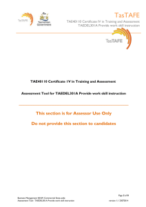 TAE40110 Certificate IV in Training & Assessment