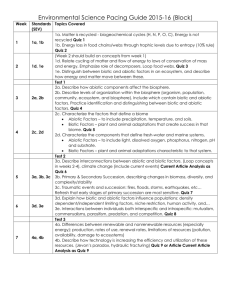 Block Environmental Science Pacing Guide