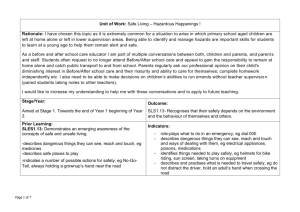 Unit of Work: Safe Living * Hazardous Happenings